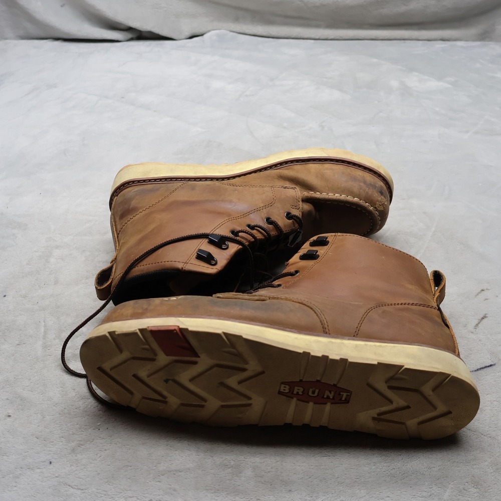 Brunt Men 12 Work Boots Brown Leather Marin Composite Toe Rugged Lace Up Utility - Picture 7 of 16